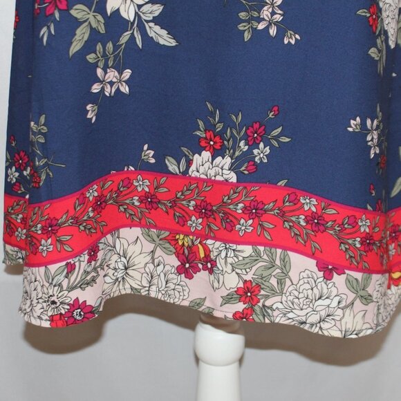 Miami Navy Floral Sleeveless Boarder Print Dress - Picture 4 of 16